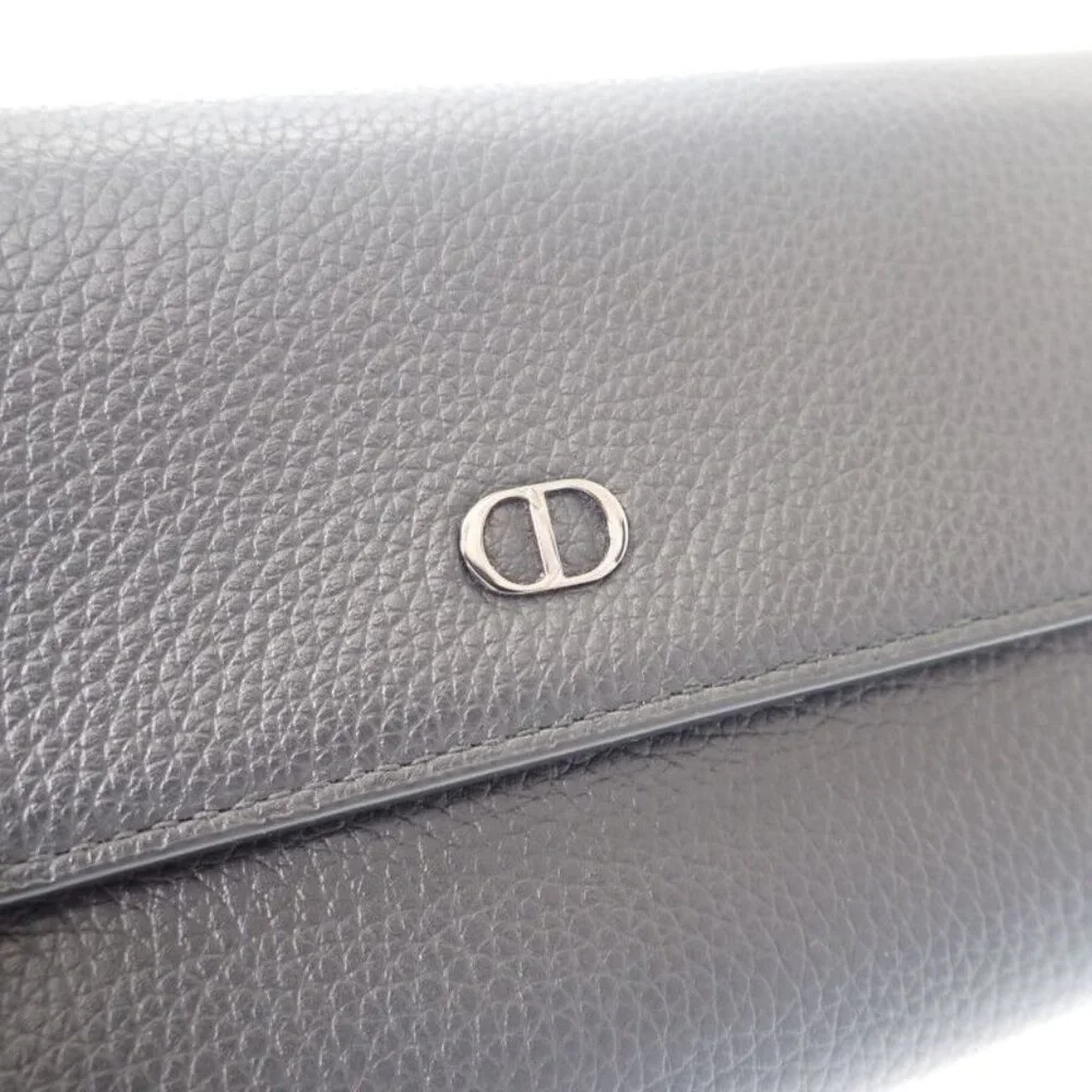 Dior Long Flap Wallet 2 Cdi h00 N Long Wallet Calf Black Silver Hardware